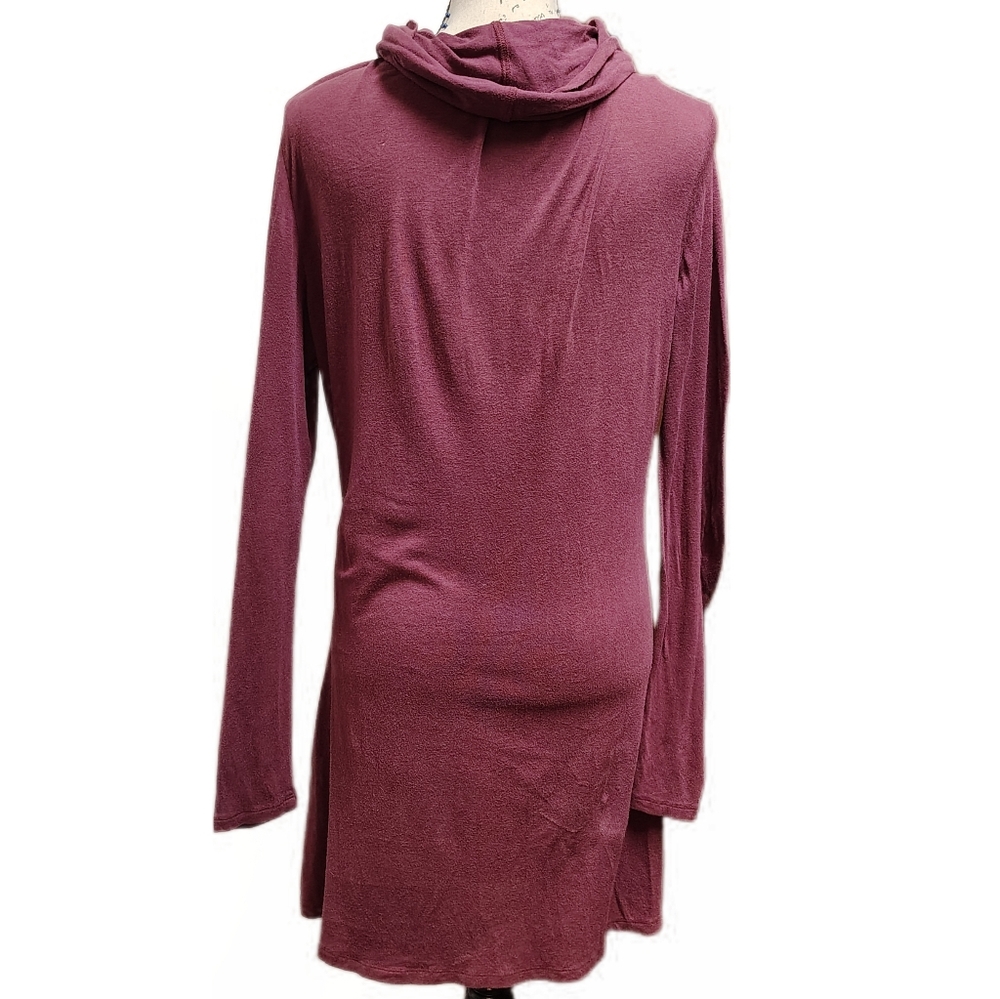 Blue Canoe Knit Shirt Dress Mini Tunic Top Medium Organic Bamboo Cowl Neck Fall - Picture 2 of 6